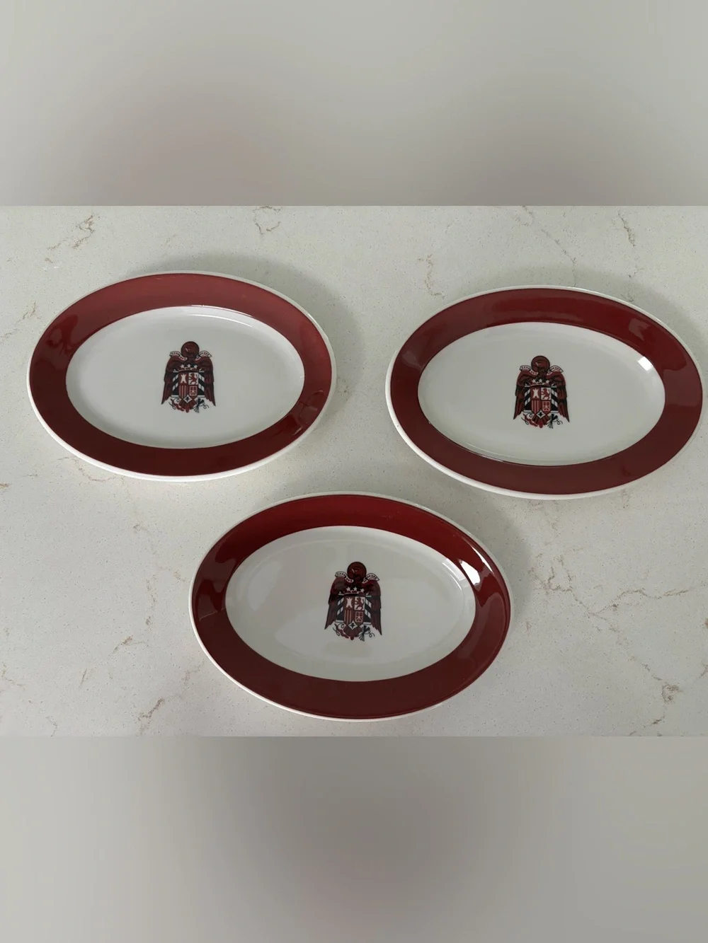 Vintage Jackson China Restaurant Ware 5x7 Oval Celery Platter Maroon Red